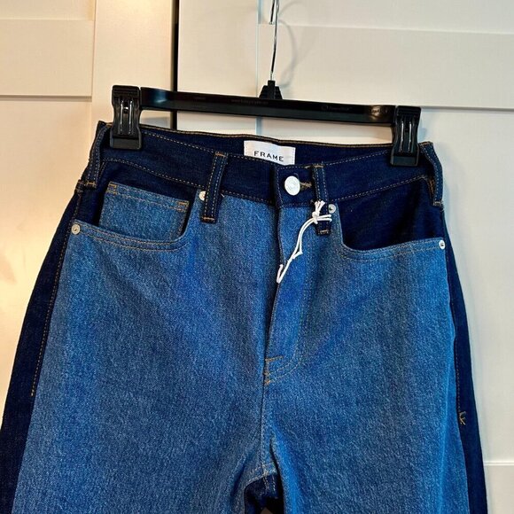 New FRAME Denim Le Contrast Jane High Rise Contrast Patchwork Jeans- Size 25 - Picture 6 of 9